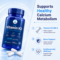 Capsules de Vitamine K2 MK4 à Haute Puissance Personnalisables, Complément Alimentaire Non-OGM pour le Soutien des Os et du Cœur