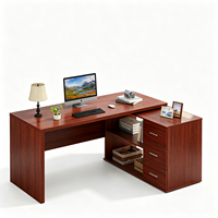 Bureau d'angle modulable en L pour villa, design moderne, en bois, avec 3 tiroirs pour rangement