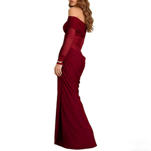 <span class=keywords><strong>Abito</strong></span> <span class=keywords><strong>Lungo</strong></span> Estivo Elegante Personalizzabile per Donna, Formale con <span class=keywords><strong>Maniche</strong></span> <span class=keywords><strong>Lunghe</strong></span> in <span class=keywords><strong>Chiffon</strong></span> Naturale, Senza Spalline - Product Image 3