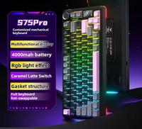 Teclado Mecánico Inalámbrico S75Pro Tri-Modo RGB Hot Swap 2.4Ghz USB-C con Perilla Personalizable, Accesorios para Gamers, Juegos de Escritorio