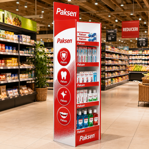Oral Care Products Paper Corrugated Floor Display, Custom Cardboard <b>Stand</b> for Toothbrush Mouthwash, Supermarket Beauty Aisle Use - Product Image 2