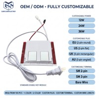 Interrupteur à capteur miroir DC12V 12W, variateur tactile double bouton, trois couleurs avec fonction anti-buée pour éclairage LED intelligent de salle de bain