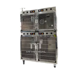 MT Veterinary 304 stainless steel kennel pet cages warm light oxygen cage for pet hospital with high quality