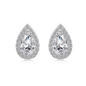 Dylam Teardrop Earrings Rhodium Plated 925 Sterling <b>Silver</b> <b>Stud</b> Earrings for Women 5A Cubic Zirconia <b>Stud</b> Earrings - Product Image 1