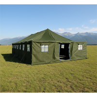 Tente murale carrée de luxe en toile – Imperméable, avec structure en acier, camouflage vert armée, pour une personne, quatre saisons, 2 portes, 10-20 personnes