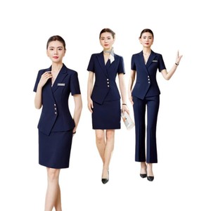 Summer Short Sleeve Workwear Women Polyester Suit Skirt Pants Set Professional Uniform For Office Commute High End Hotel - Product Image 5