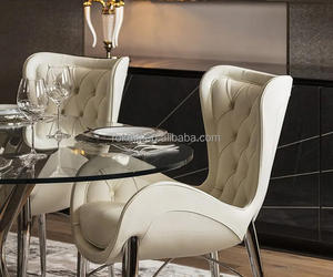 <span class=keywords><strong>Silla</strong></span> de comedor <span class=keywords><strong>romana</strong></span> de lujo, diseño moderno, patas traseras de Metal, sillas de comedor de cuero de microfibra de terciopelo con mechones, venta al por mayor - Product Image 5