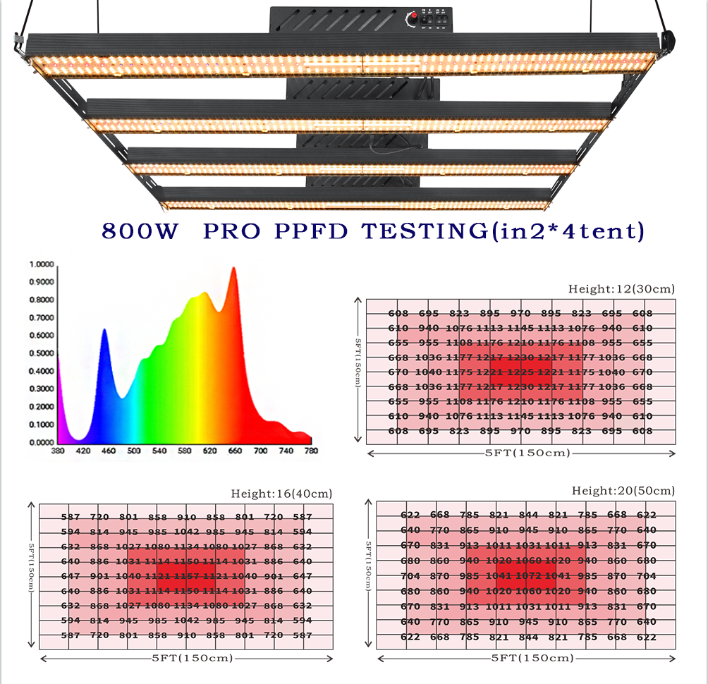 2080umol/s 5x5ft LM301H LED Grow Light 660nm 800w SAA Full Spectrum