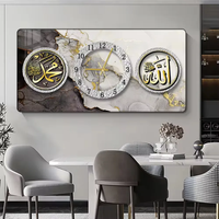 Art mural islamique 3D en gros, design luxueux avec horloge, thème arabe musulman, peinture décorative en porcelaine résistante à l'humidité et à la moisissure
