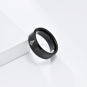 Anel de Tungstênio Clássico à Prova d'Água com Revestimento em Ouro 18K / Prata / Preto, Joia Maçônica para Casamento, Anel de Casal para Homens - Product Image 4