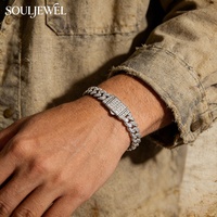 Bracelet en moissanite S925 Faith Light unisexe pour homme et femme, mode américaine, chaîne cubaine hip-hop au quotidien