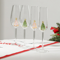Verre à vin rouge haut de gamme en borosilicate transparent avec motif de Noël, fait main, moderne et luxueux