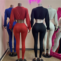 Set Wanita Sweatshirt Crop Beritsleting dan Celana Jogger Elegan 2026 Pakaian Olahraga Musim Gugur Set 2 Potong