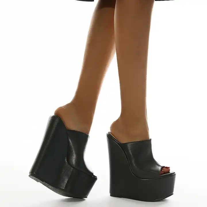 SAINT LAURENT Red Platform Ankle Strap Wedge Sandals For Sale at 1stDibs