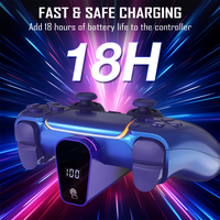 Batterie rechargeable LED RGB pour manette PS5, chargeur externe à clipser, 2000 mAh