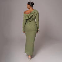 Nouveau haut plissé à col rond et jupe mi-longue, design imprimé sexy à épaule asymétrique, tendance automne, durable, non-tissé