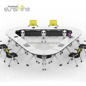 <span class=keywords><strong>Bureau</strong></span> de classe et chaise étudiant combinaison Table pliante formation ventilateur ovale avec roues confortable plastique de haute qualité - Product Image 5