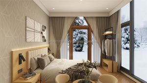 Juego de Muebles Comerciales Modernos: Cama de Madera, Mesita de Noche, Armario, Mesa Auxiliar de Cocina y Sillas para Dormitorio de Hotel de 3 Estrellas (Habitación Completa) - Product Image 4