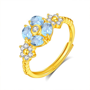 9 <b>Dainty</b> 925 Silver Gold Plated Flower Adjustable <b>Rings</b> With Natural Stones <b>Dainty</b> 2026 Summer Natural Crystal Handmade Jewelry - Product Image 1