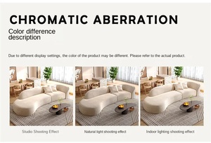 Conjunto de Sofás Curvos Modernos Minimalistas Italianos para Apartamentos Pequenos, Estilo Creme, Tecnologia de Espuma sem Dissolução para Sala de Estar - Product Image 5