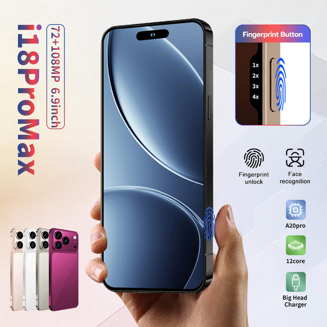 2026 New Arrival Unlocked 18 Pro Max 4G 5G Smartphone 120Hz OLED Display 108MP Camera 16GB+1TB Dual Sim Octa Core Android 15