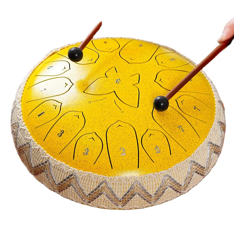 Steel tongue drum, 15 notes 12 inches handpan drum music instrument for meditation entertainment