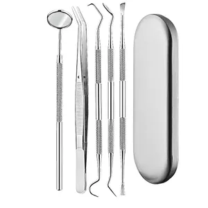 6 Pieces Dental Tools Kit Professional Teeth Cleaning Set Dental Pick Stainless Steel Dental Hygiene set