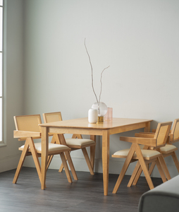 Minimalist Natural Oak Colour KACEY <b>Dining</b> <b>Table</b> Solid Wood 1.5m Rectangular Kitchen <b>Table</b> for Modern Home and Apartment - Product Image 6