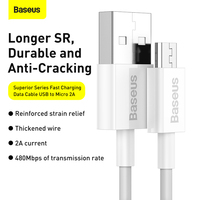Kabel Data Pengisian Daya Cepat Seri Superior USB Ke Micro 2A