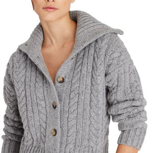 Vente en gros cardigan haut de gamme chaud hiver personnalisé <span class=keywords><strong>veste</strong></span> courte Tejido cardigan pour dames en <span class=keywords><strong>grosse</strong></span> <span class=keywords><strong>laine</strong></span> nylon torsadé pull pour femmes - Product Image 4