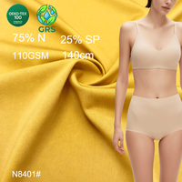 Tissu jersey en nylon recyclé et élasthanne certifié OEKO-TEX 100 GRS, 110 GSM, 140 cm, brossé, respirant, double face, pour lingerie