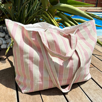 Sac fourre-tout écologique personnalisé brodé à rayures pour femme, idéal pour le shopping, les voyages et la plage