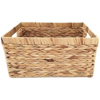 Panier de rangement en jacinthe d'eau, panier en osier tressé à la main avec poignées pour organiser les étagères, les placards et la décoration intérieure