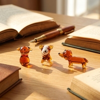 Petites décorations d'animaux en verre coloré faites à la main, poulet Gugu, décoration de bureau, accessoires pour console centrale de voiture, cadeau haut de gamme