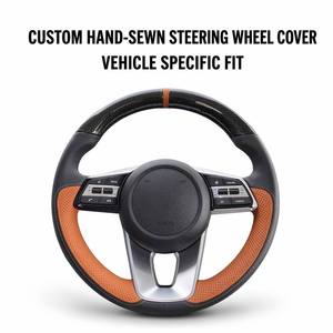 Funda de <span class=keywords><strong>Volante</strong></span> de Fibra de Carbono Cosida a Mano, Diseño Personalizado, para <span class=keywords><strong>Kia</strong></span> <span class=keywords><strong>Rio</strong></span> K4 Sorento Stinger Optima Carrens 2003 Interior - Product Image 1