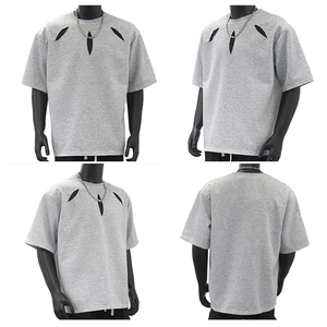 T50023 <span class=keywords><strong>Camiseta</strong></span> de manga corta informal ligera para <span class=keywords><strong>hombre</strong></span>, <span class=keywords><strong>camiseta</strong></span> de secado rápido con logotipo de poliéster, <span class=keywords><strong>hombreras</strong></span> holgadas, <span class=keywords><strong>camiseta</strong></span> interior cuadrada en blanco - Product Image 1