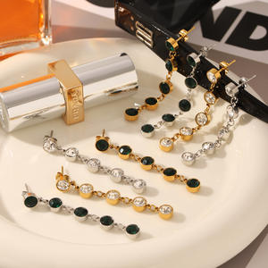 Anting-anting Fashion Prom, Stainless Steel zirkonia berlapis emas anting-anting Hoop mode perhiasan Prom - Product Image 2