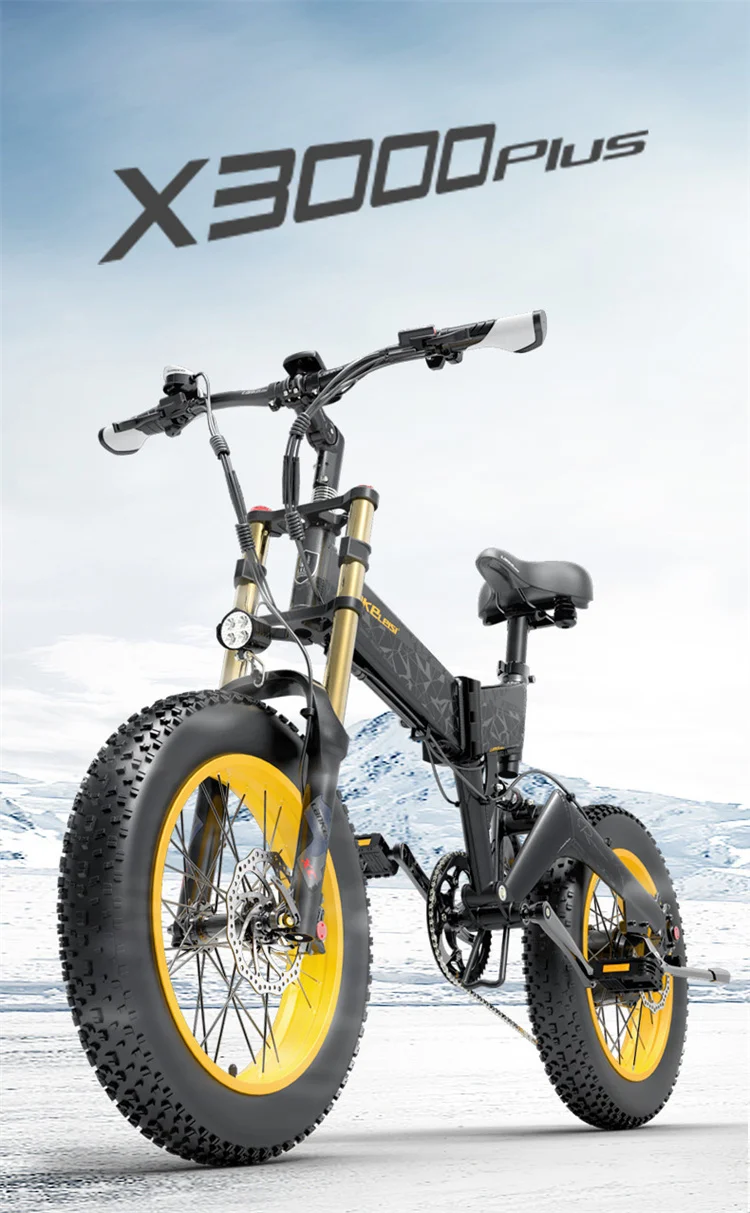 LANKELEISI 750W/1000W Electric Bicycle 20 inch Fat Tire Ebike 48V 17.5Ah Lithium Battery Folding E Bike