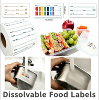 Étiquettes autocollantes en papier biodégradable, recyclable, soluble dans l'eau, pour le stockage des aliments, sans résidus
