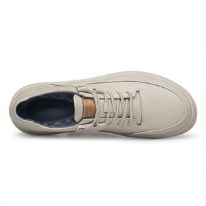 Zapatos de Hombre con Punta Redonda para Primavera, Otoño y Verano, Parte Superior de Piel Vacuna, Transpirables, Casuales, Blancos, con Suela Gruesa, Deportivos, de Microfibra - Product Image 4