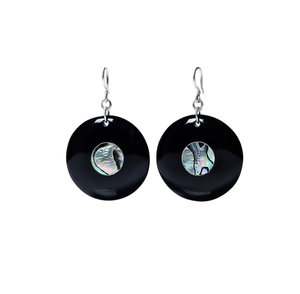 Handmade Buffalo Horn Earrings by Minh Giang Craft Artistic Natural Horn Jewelry with <b>Abalone</b> <b>Shell</b> Inlay Unique Design - Product Image 4