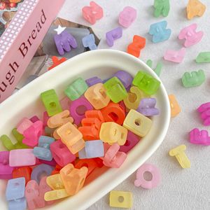 Colorful Acrylic Transparent Matte Frosted Chunky English Letter <b>Large</b> Big Hole Alphabet <b>Beads</b> for Jewelry Making - Product Image 1