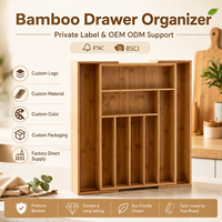 Organisateur de tiroir extensible en bambou pour cuisine, plateau à couverts réglable, tiroir coulissant à 7-9 compartiments, organisateur de 2 pouces de profondeur