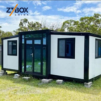 Casa Contenedor Expandible de Lujo ZYBOX de 20 pies/40 pies con Pared de Vidrio, Prefabricada, Ignífuga A1, con Interior Modular de EPS para el Mercado Estadounidense