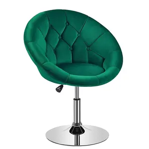 Vente en gros en Chine, dernière coupe de cheveux moderne réglable en hauteur, chaise de bar en velours vert pour salon chambre à coucher