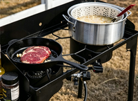 Cuisinière à gaz propane à double brûleur de 29,41 pouces de hauteur avec pare-vent en fonte et régulateur certifié CSA pour cuisson sur pied