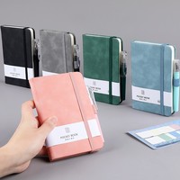 Libreta de cuero PU A6 de bolsillo con logotipo personalizado, de alta calidad, mini libreta A7 de tapa dura para negocios y estudio.