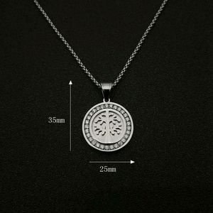 Collier pendentif arbre de vie en acier titane avec incrustation de zircon, bijoux unisexe, cadeau - Product Image 4