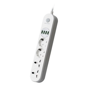 Regleta de enchufes con puertos USB, 3 tomas, enchufe estándar europeo para uso en el hogar, oficina y viajes - Product Image 2