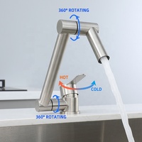 Robinet de cuisine pliable en acier inoxydable 304 720 °   Robinet de cuisine monocommande gris rotatif chaud/froid pour évier